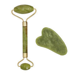 Natural Jade Roller Guasha Skin Scraper Facial Set  Stone Firming Face