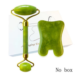 Natural Jade Roller Guasha Skin Scraper Facial Set  Stone Firming Face