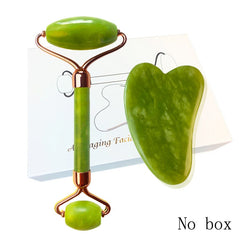 Natural Jade Roller Guasha Skin Scraper Facial Set  Stone Firming Face