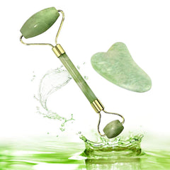 Natural Jade Roller Guasha Skin Scraper Facial Set  Stone Firming Face