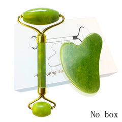 Natural Jade Roller Guasha Skin Scraper Facial Set  Stone Firming Face