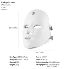 USB Charge 7Colors LED Facial Mask Photon Therapy Skin Rejuvenation